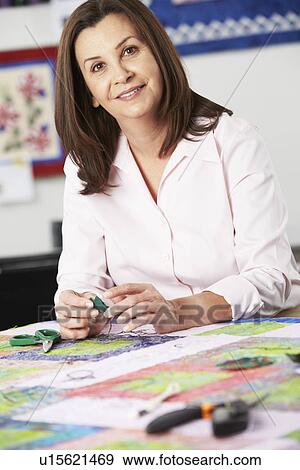 Woman Sewing Quilt View Large Photo Image Stock Photo - Woman Sewing Quilt. Fotosearch