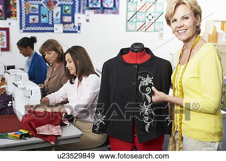 Women In Dress Making Class View Large Photo Image Stock Photo - Women In Dress Making Class. Fotosearch