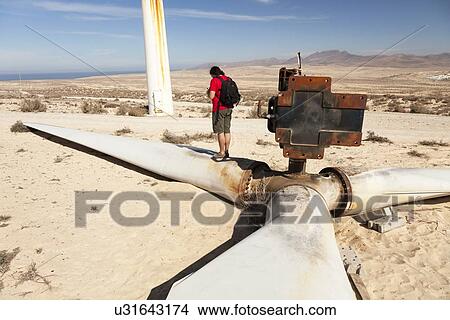 Picture - Broken wind turbine. Fotosearch