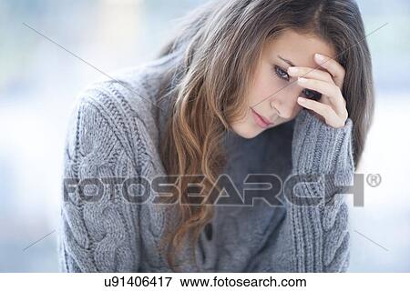 Depressed woman View Large Photo Image Stock Photo - Depressed woman. Fotosearch