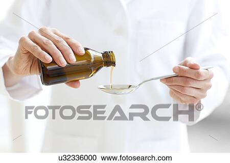 Stock Image - Pouring medicine. Fotosearch