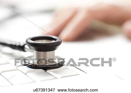 Stethoscope and keyboard View Large Photo Image Stock Photo - Stethoscope and keyboard. Fotosearch