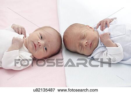 Two week old twins View Large Photo Image Stock Photo - Two week old twins. Fotosearch