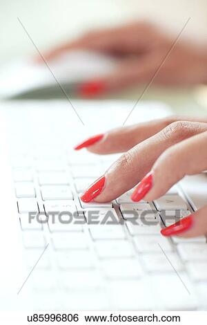 Stock Photograph - Woman using a computer. Fotosearch