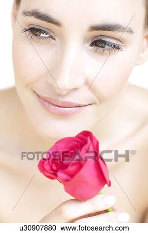 Woman with rose View Large Photo Image Stock Image - Woman with rose. Fotosearch