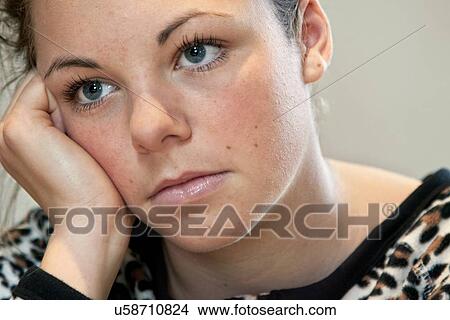 Picture - Worried teenage girl. Fotosearch
