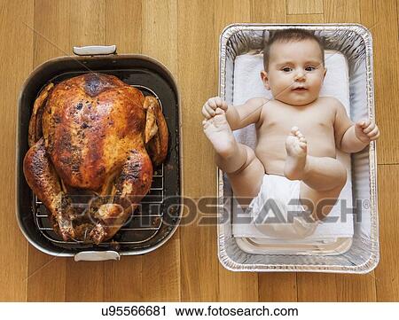Baked turkey and baby girl (2-5 months) in baking dish View Large Photo Image Stock Image - Baked turkey and baby girl (2-5 months) in baking dish. Fotosearch