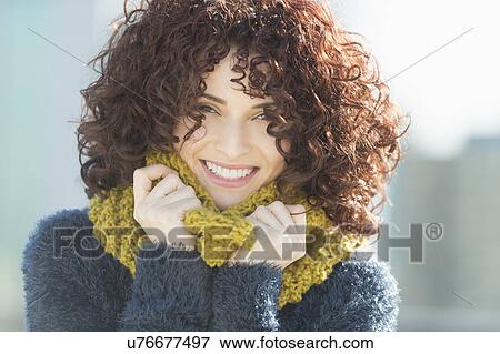 Beautiful brunette woman outdoors View Large Photo Image Stock Photo - Beautiful brunette woman outdoors. Fotosearch
