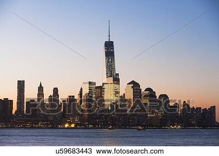 City skyline at dusk View Large Photo Image Stock Image - City skyline at dusk. Fotosearch