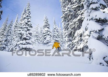 Stock Image - Man skiing. Fotosearch