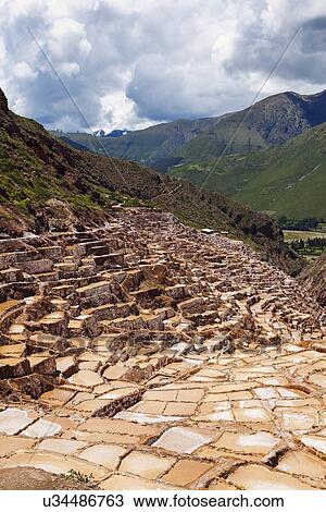 Stock Image - Maras, Salt pools. Fotosearch