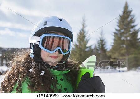 Portrait of girl skiing View Large Photo Image Stock Photo - Portrait of girl skiing. Fotosearch
