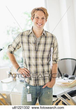 Stock Image - Portrait of IT department employee. Fotosearch
