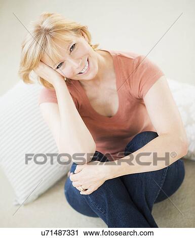 Portrait of woman smiling View Large Photo Image Stock Image - Portrait of woman smiling. Fotosearch