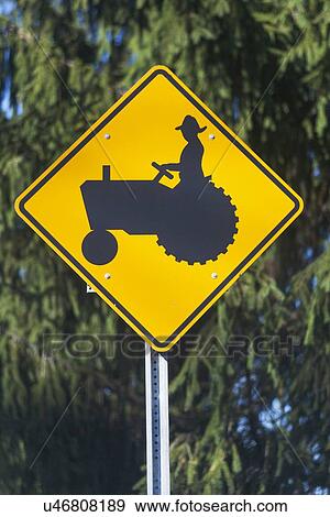 Stock Photo - Tractor crossing sign. Fotosearch