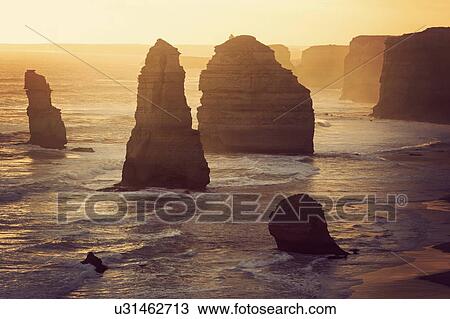 Stock Image - Twelve Apostles Rock Formation. Fotosearch