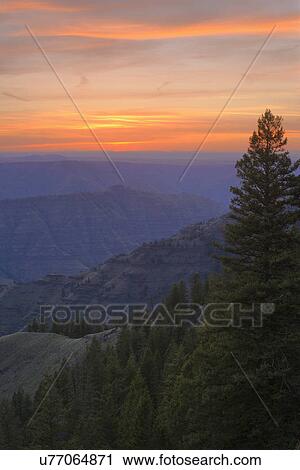 Stock Image - View to Imnaha River Canyon at sunset. Fotosearch
