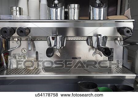 Coffee machine in mobile shop View Large Photo Image Stock Photo - Coffee machine in mobile shop. Fotosearch