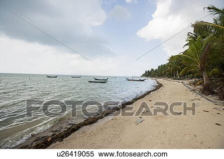 Fishing boats on shore, Koh Pha Ngan, Thailand View Large Photo Image Stock Photography - Fishing boats on shore, Koh Pha Ngan, Thailand. Fotosearch