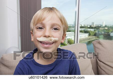 Little boy with artificial mustache View Large Photo Image Stock Photograph - Little boy with artificial mustache. Fotosearch