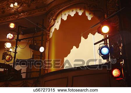 Stock Photography - Low angle view of spotlights and theater. Fotosearch
