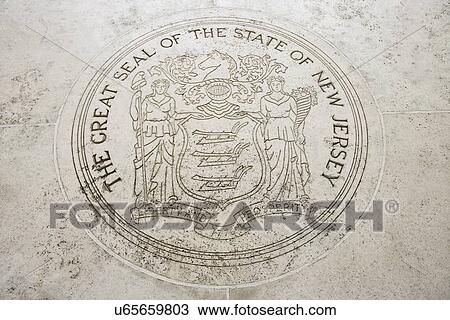 Stock Image - Seal of New Jersey in Fort Bonifacio, Manila, Philippines. Fotosearch