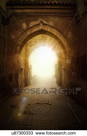 Archway with sunlight, Marrakech, Morocco View Large Photo Image Stock Image - Archway with sunlight, Marrakech, Morocco. Fotosearch