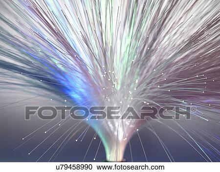 Stock Image - Bundle of fibre optics used to send data. Fotosearch