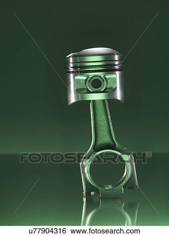 Stock Photograph - Car piston on green background. Fotosearch