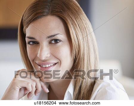 Picture - Close up portrait of attractive young woman. Fotosearch