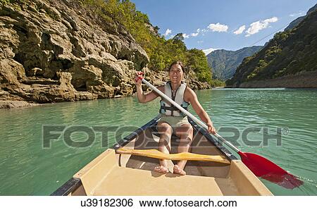 Female canoeist, Canyon du Verdon, Provence, France View Large Photo Image Stock Photograph - Female canoeist, Canyon du Verdon, Provence, France. Fotosearch
