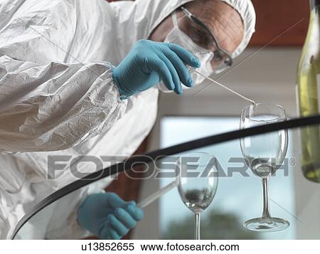 Forensic scientist using a DNA swab to take evidence from a glass at a scene of crime View Large Photo Image Stock Photography - Forensic scientist using a DNA swab to take evidence from a glass at a scene of crime. Fotosearch