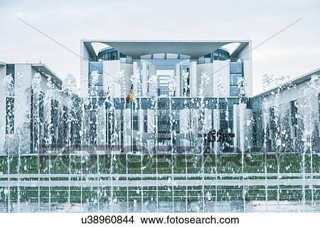 Picture - Fountains at Bundeskanzleramt, Berlin, Germany. Fotosearch