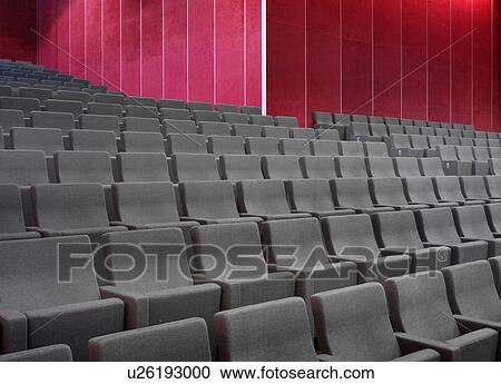 Stock Image - Grey chairs in empty auditorium. Fotosearch
