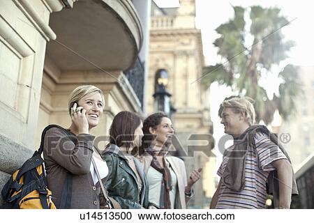 Stock Image - Group of young adults on vacation, Cape Town, South Africa. Fotosearch
