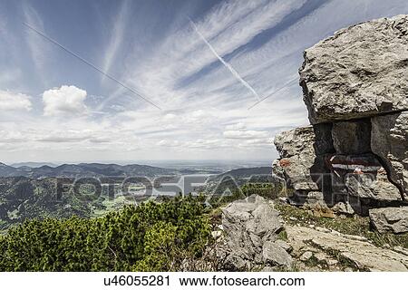 Stock Image - Lake Tegernesee from Mt Wallberg, Bavaria, Germany. Fotosearch