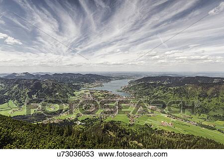 Stock Image - Lake Tegernesee from Mt Wallberg, Bavaria, Germany. Fotosearch