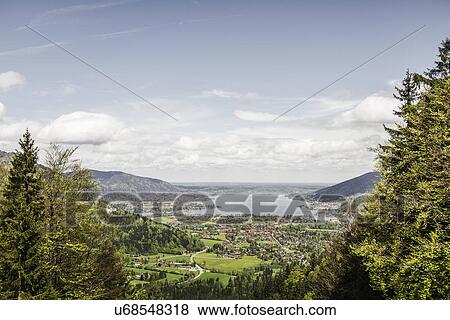 Stock Photo - Lake Tegernesee seen from Mt Wallberg, Bavaria, Germany. Fotosearch