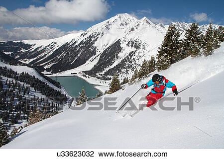 Man off-piste Skiing, Kuhtai. Austria View Large Photo Image Stock Image - Man off-piste Skiing, Kuhtai. Austria. Fotosearch