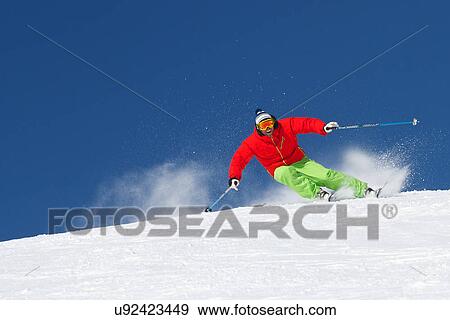 Stock Photo - Man skiing in Kuhtai Austria. Fotosearch