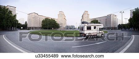 Stock Photo - Motorhome on roundabout, Berlin, Germany. Fotosearch