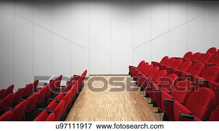 Red chairs in empty auditorium View Large Photo Image Stock Photo - Red chairs in empty auditorium. Fotosearch