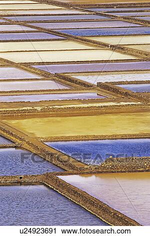 Stock Image - Salt lakes, Lanzarote, Canary Islands, Spain. Fotosearch