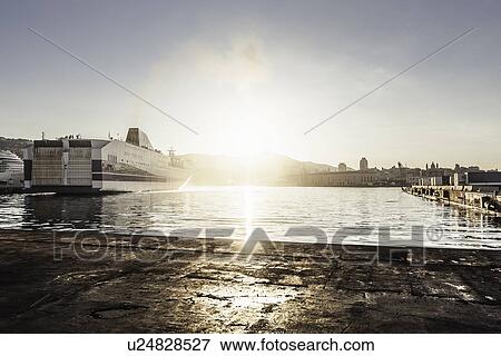 Ship in harbour, Genoa, Sardinia, Italy View Large Photo Image Stock Photo - Ship in harbour, Genoa, Sardinia, Italy. Fotosearch