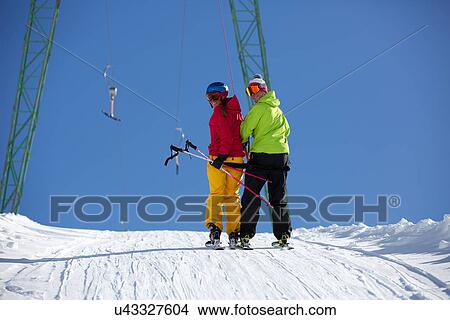 Skiers on draglift in Kuhtai, Tirol, Austria View Large Photo Image Picture - Skiers on draglift in Kuhtai, Tirol, Austria. Fotosearch
