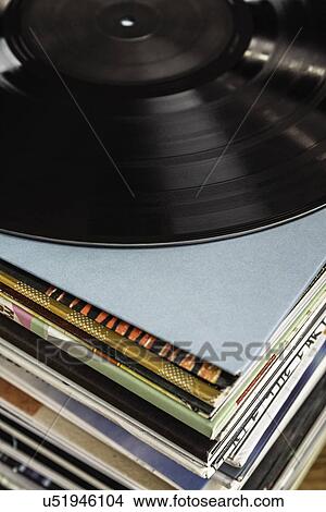 Picture - Stack of vinyl records. Fotosearch