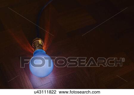 Still life of blue lightbulb on parquet floor View Large Photo Image Stock Image - Still life of blue lightbulb on parquet floor. Fotosearch