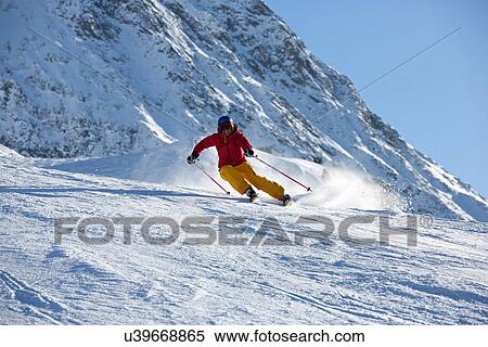 Stock Photography - Woman skiing in Kuhtai, Tirol, Austria. Fotosearch