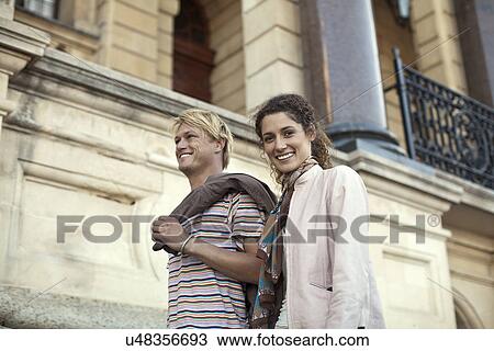 Stock Image - Young couple on vacation, Cape Town, South Africa. Fotosearch
