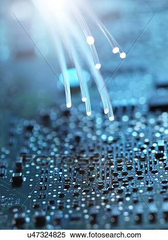 Stock Photography - Fibre optics and circuit board. Fotosearch